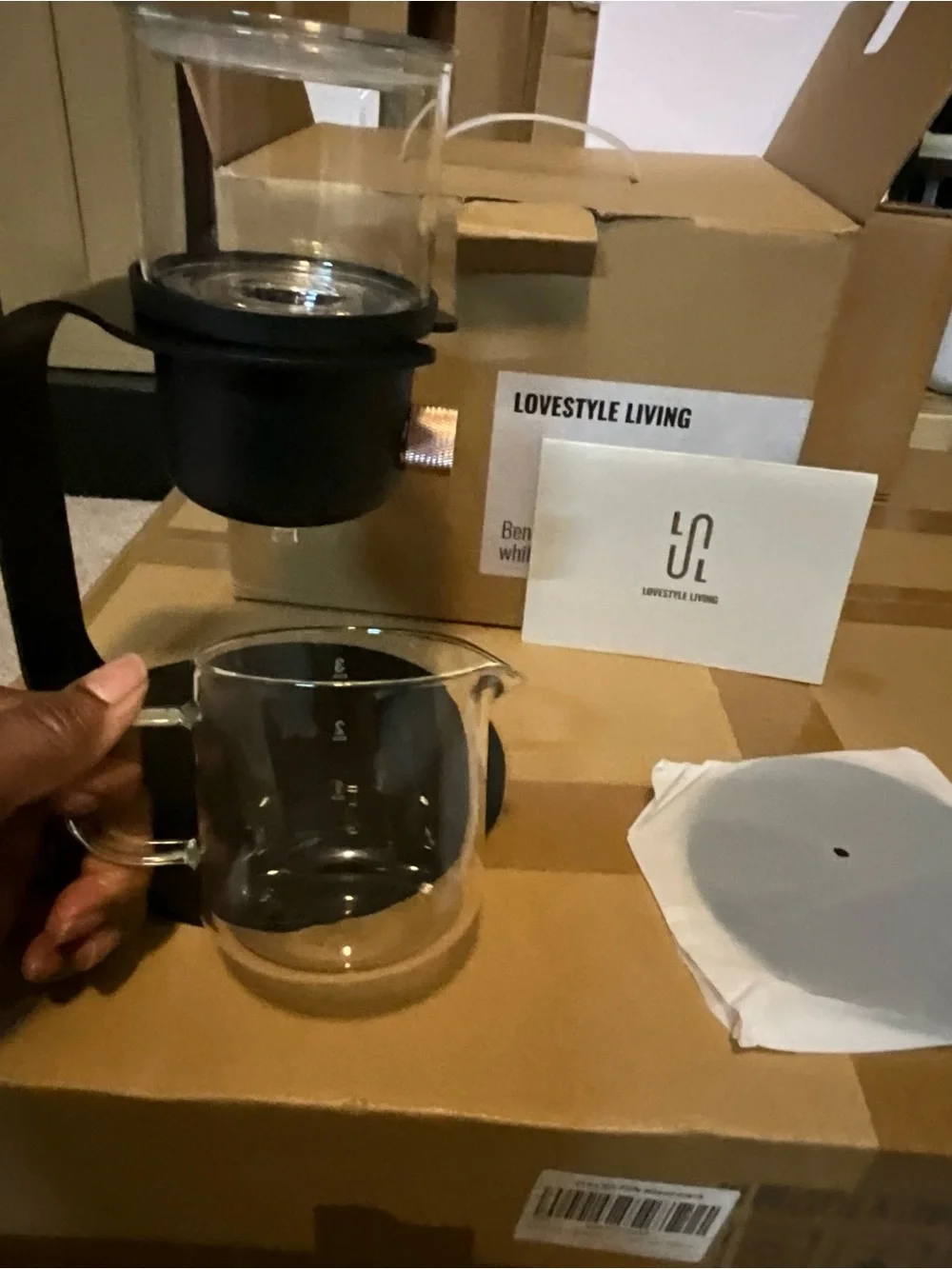 Black Glass Coffee Server with Handle